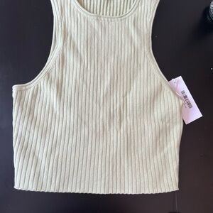 Women's Green Ribbed Tank Top